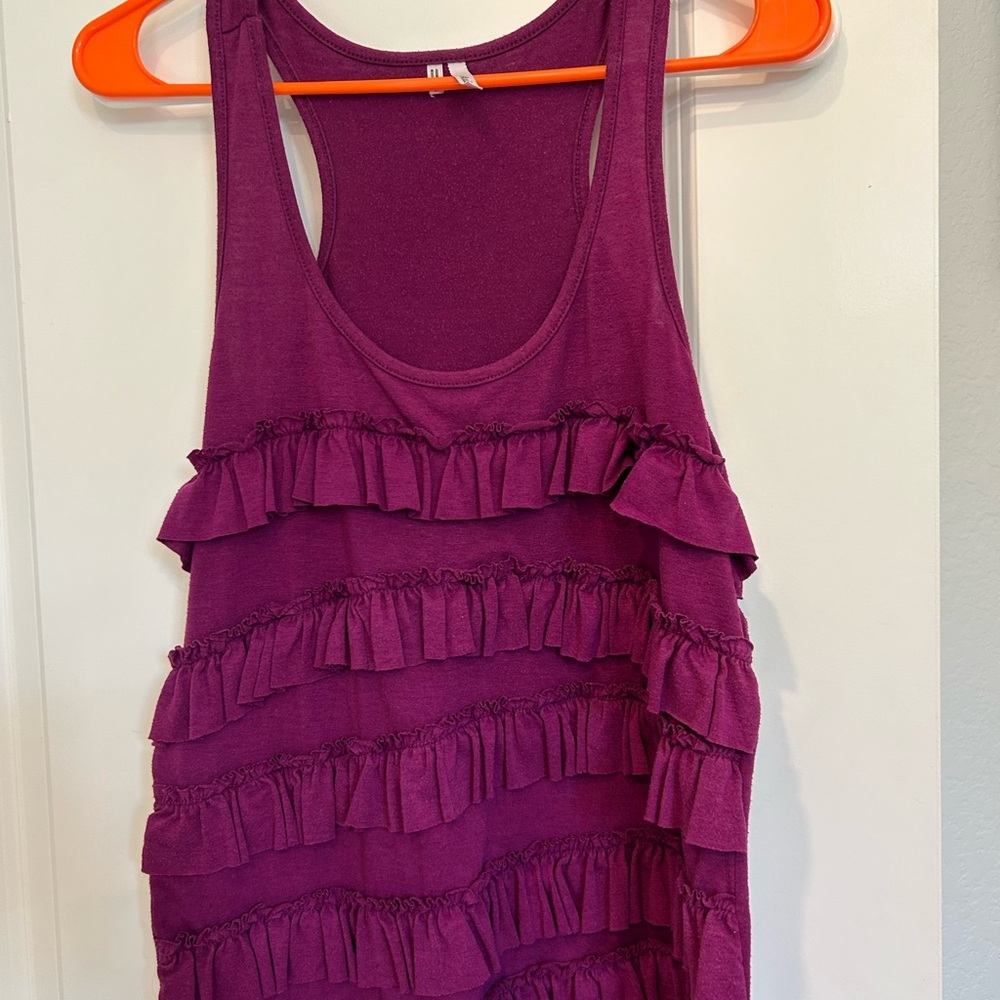 Purple Ruffled Tank Top